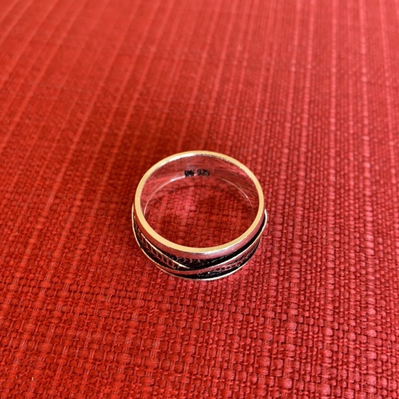 NEW 925 STERLING SILVER LEAF MEN’S WEDDING BAND - Picture 5 of 8